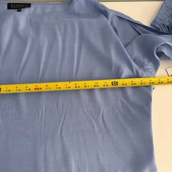 Eloquii Tie Detail Blouse size 18 Boat Neck Long sleeve Ruched Relaxed Minimal - Picture 13 of 14